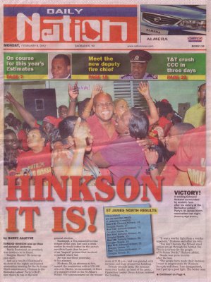 Hinkson It Is - 2012-02-06 Daily Nation Cover Page