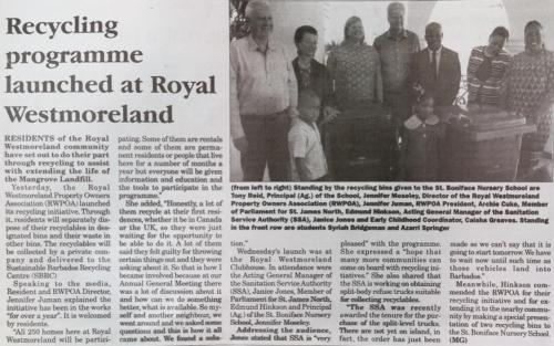 Recycling programme launched at Royal Westmoreland