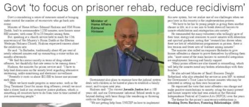 Government to focus on prisoner rehab, reduce recidivism